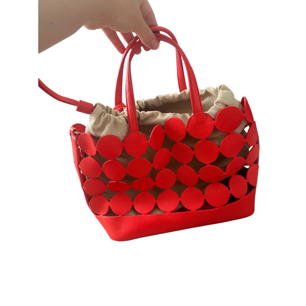 Pierre Hardy Mini Tote Bulles Red Leather Laser Cut Bag with Pouch & Coin Purse